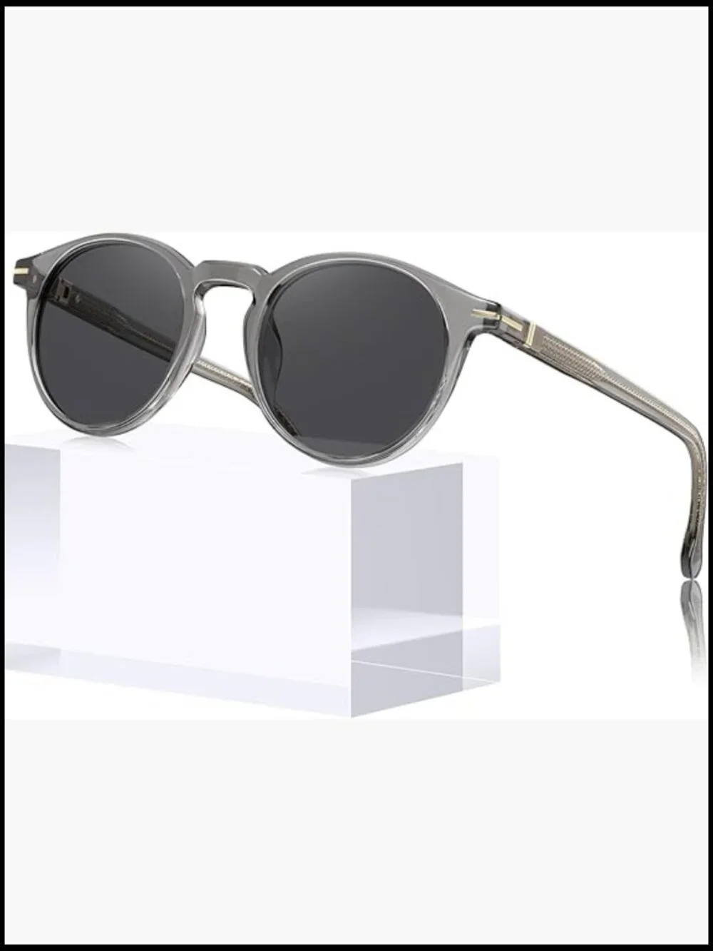 Round Acetate Polarized Sunglasses with UV Protection Men Keyhole Style